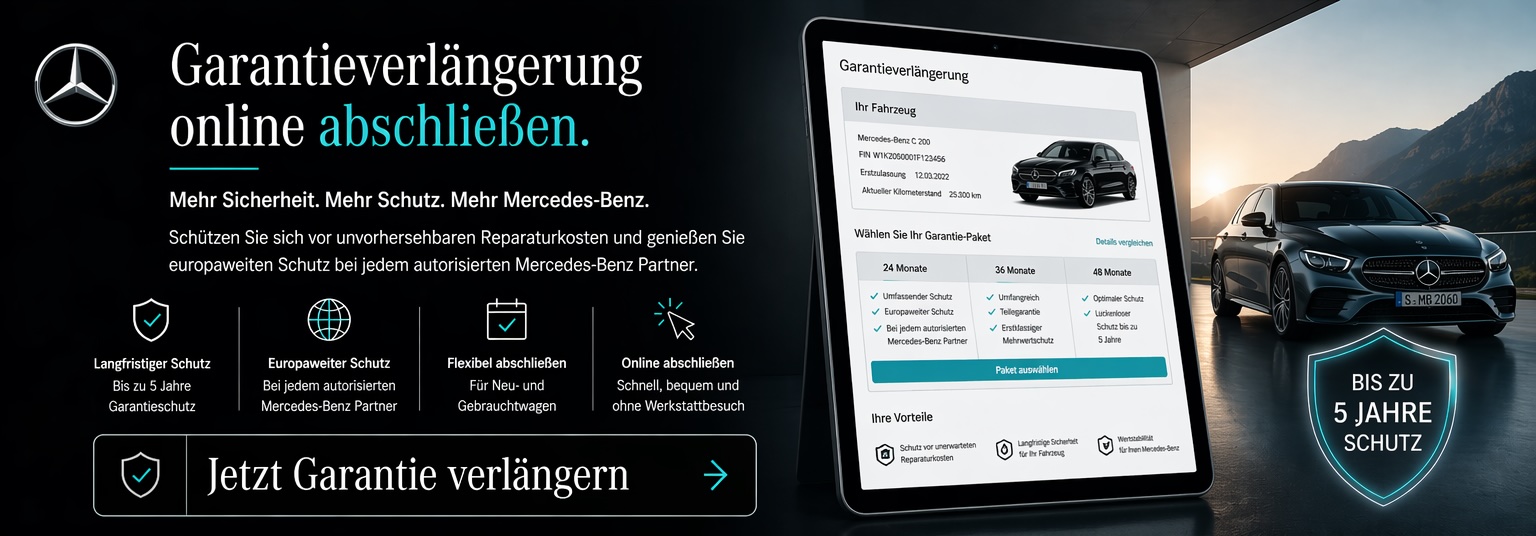 Mercedes-Benz Garantieverl�ngerung online abschlie�en � bis zu 5 Jahre Schutz f�r Ihr Fahrzeug